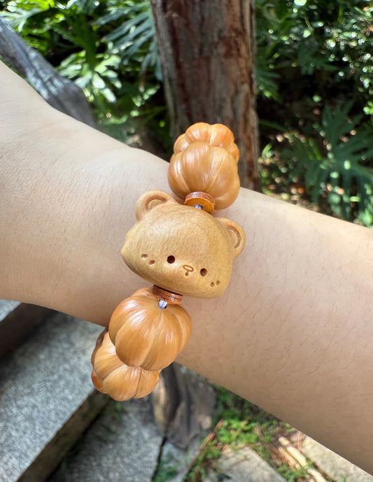 Hand-Carved Sandalwood Bear & Cat Beads